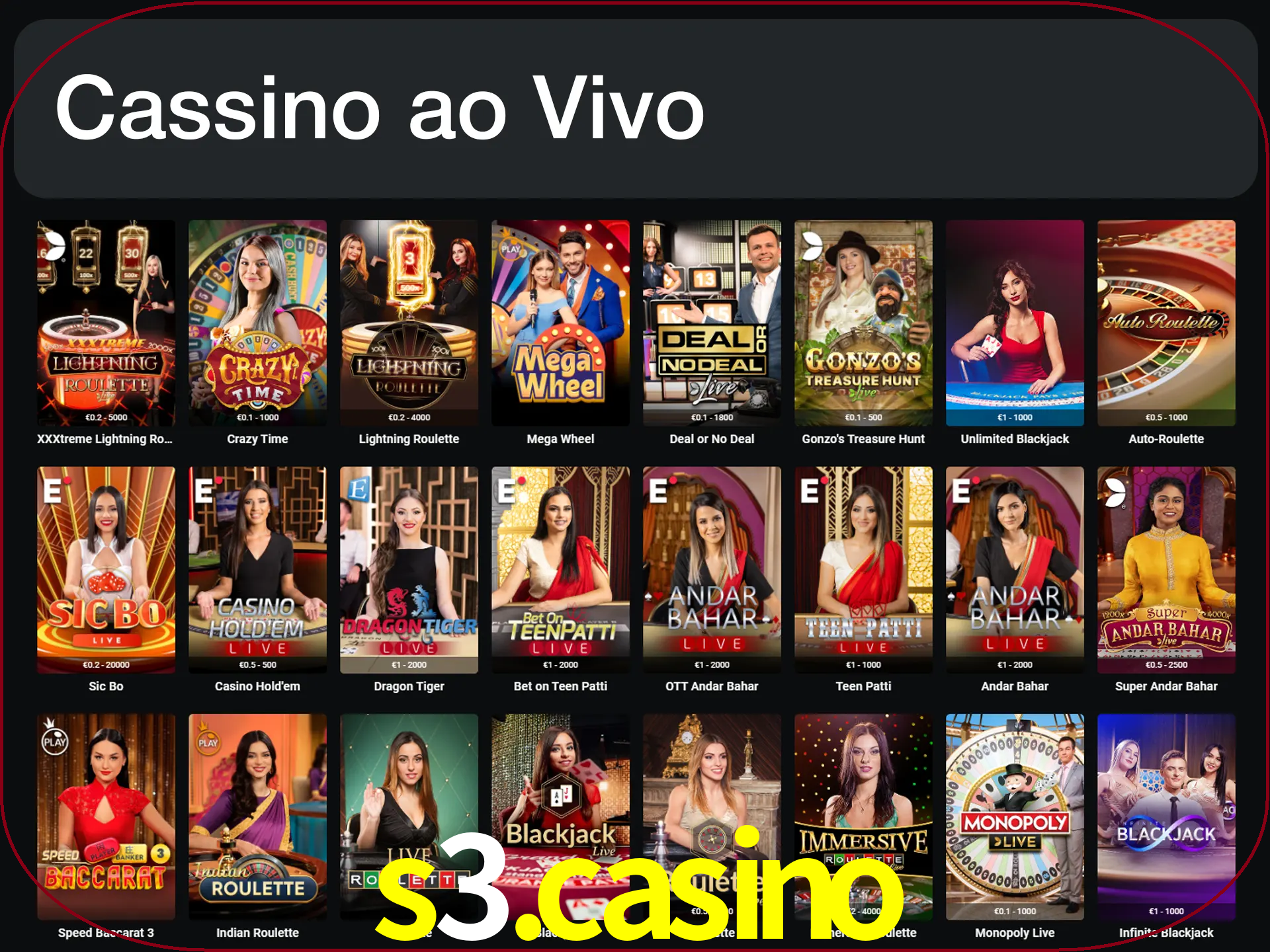 Jogue jogos de cassino com um verdadeiro dealer.