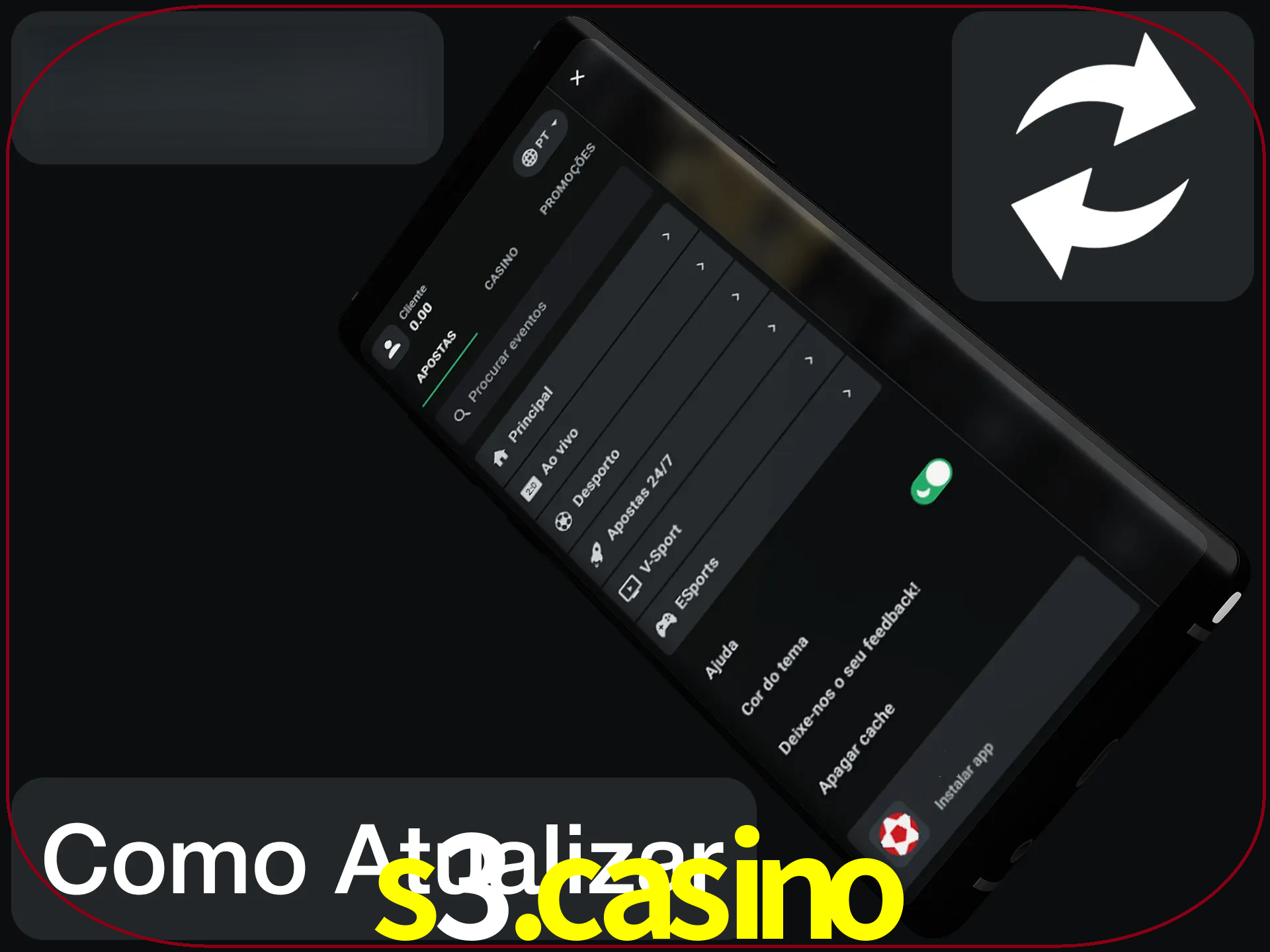 O aplicativo é atualizado automaticamente quando você faz o login.