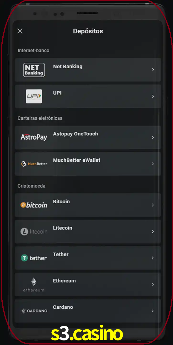 Você pode usar métodos alternativos de depósito.